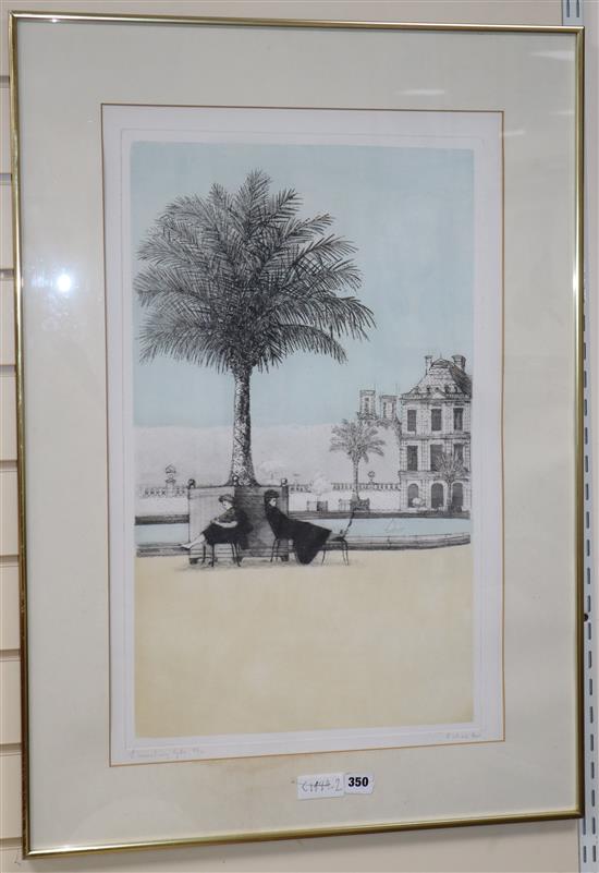 Richard Beer, (1928-2017), pencil signed etching, Luxembourg Gardens, Italian scene, no. 36 of 90 Impressions, 64x38cm